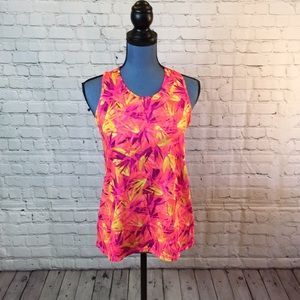 Avia Tank Top Cutout Back Orange Multicolored XL